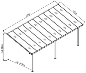 Pergola 618 x 305 cm (čierná+transparentní polykarbonát)