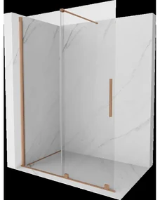 Mexen Velar sklápacia sprchová stena Walk-in 130 x 200 cm, transparentná 8 mm, brúsená meď - 871-130-000-03-65