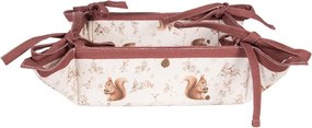Béžový košík na pečivo s veveričkami Tiny Squirrel - 35*35*8 cm