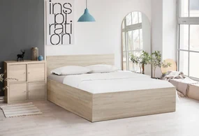 Postel SOFIA 180 x 200 cm, dub sonoma Rošt: S latkovým roštom, Matrac: Matrac COCO MAXI 20 cm