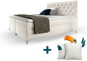 Wilsondo Čalúnená boxspring manželská posteľ s matracom Guliette - biela Rozmer: 160x200