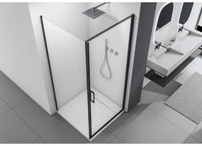 Cerano Porte, 1-krídlový sprchovací kút 80x80 cm, 8mm číre sklo, čierny profil, CER-CER-413549