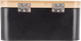 Orion Chlebník BLACK, plech/bambus, 30 x 19,5 x 14,5 cm