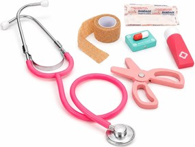Drevený lekársky set ECOTOYS – lekárska taška, 26 dielov, hračka pre deti 3+