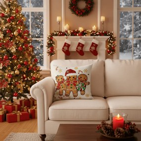 Vianočná obliečka na vankúš GINGERJOY 45x45 cm, béžová