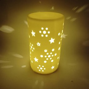 DECOLED Keramický svietnik, 7,5 x 12,5 cm, teplá biela