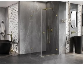 Mexen Lunar-B, pravostranný výklopný sprchový kút 80 x 80 cm, 8mm číre sklo, zlatý kartáčovaný - 832-080-080-55-00-P