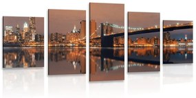5-dielny obraz odraz Manhattanu vo vode - 200x100