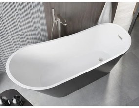 Mexen Alta, voľne stojaca vaňa 170 x 75 cm, biela-čierna, oceľový prepad, 52141707575-97