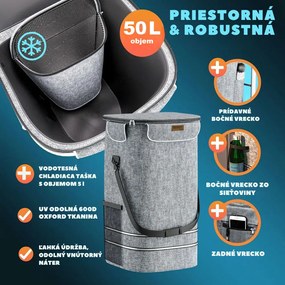 Nákupná taška na kolieskach do schodov COMFORT,50l, šedá Jurhan