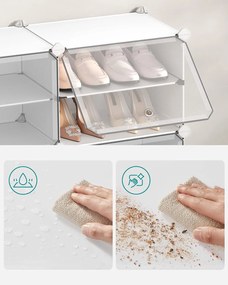 Modulární botník Lux s 10 dvířky čirý/bílý