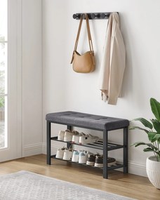 Botník s lavicou so sivým sedákom MOBRIX 81x49 cm, čierny