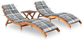 Záhradné ležadlá 2 ks so stolom a podložkami akáciový masív 3077390