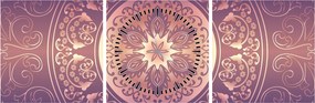 Obraz - Mandala na fialovom gradiente (s hodinami) (90x30 cm)
