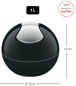Čierny plastový odpadkový kôš 1 l Bowl – Spirella