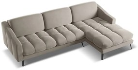 Béžová zamatová rohová pohovka (pravý roh) Nalu – Makamii