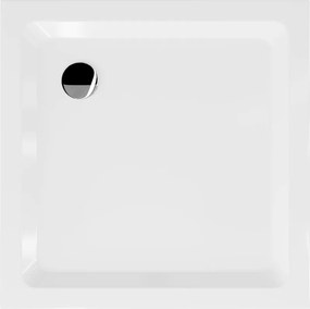 Mexen Flat štvorcový sprchový kút Slim 90 x 90 cm, biely, sifón chróm - 40109090