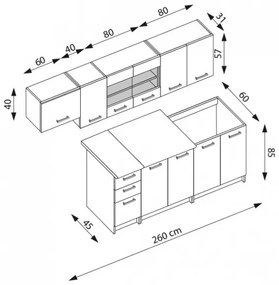 Kuchynská linka Perla 260