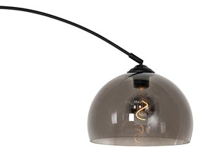 Inteligentná oblúková stojaca lampa čierna s dymovým sklom vrátane WiFi G95 - Arc