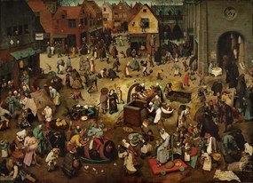 Pieter the Elder Bruegel - Umelecká tlač Fight between Carnival and Lent, 1559, (40 x 30 cm)