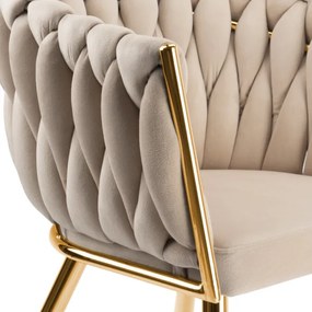 Jedálenská stolička COFTON zamatová, zlatá / béžová