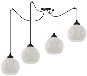 Závesné svietidlo Riffle Round Spider, 4x biele sklenené tienidlo, b