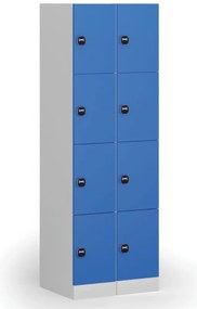 Šatníková skrinka s úložnými boxmi, 4 boxy, 1850 x 300 x 500 mm, demont, zámok s čítačkou RFID kariet, tmavosivé dvere