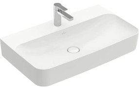 VILLEROY &amp; BOCH Finion závesné umývadlo s otvorom, bez prepadu, 800 x 470 mm, Stone White, s povrchom CeramicPlus, 416881RW