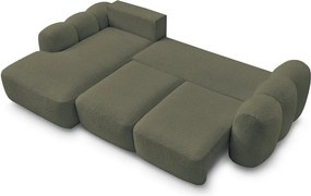 Zelená rozkladacia/s úložným priestorom rohová pohovka z textílie buklé (ľavý roh/s leňoškou) Montaigne – Bobochic Paris