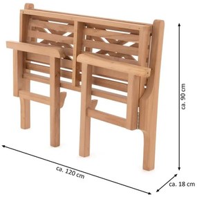 DIVERO dvojmiestna sklopná lavica z teaku