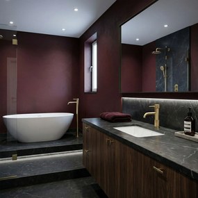 Rea Lungo Stripe, umývadlová batéria, zlatá matná, REA-B8050