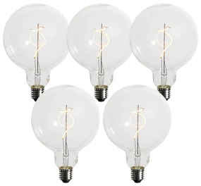 Sada 5 stmievateľných LED žiaroviek E27 so špirálovým vláknom G125 4W 270 lm 2200K