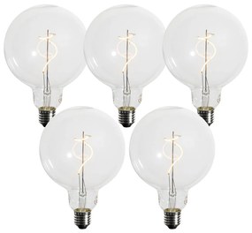 Sada 5 stmievateľných LED žiaroviek E27 so špirálovým vláknom G125 4W 270 lm 2200K