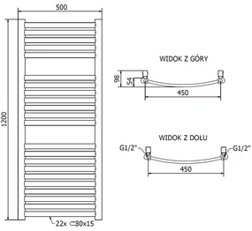 Mexen Helios, vykurovacie teleso 1200 x 500 mm, 448 W, zlatá, W103-1200-500-00-50