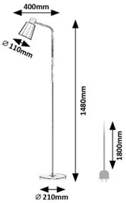 Rabalux 74003 - Stojacia lampa AZIM 1xE27/40W/230V