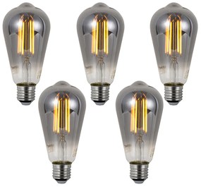Sada 5 ks Inteligentné stmievateľné LED žiarovky E27 ST64 dymové 4,9 W 150 lm 1800 K