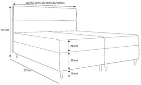 Boxspringová posteľ ANGELES - 200x200, tmavo šedá