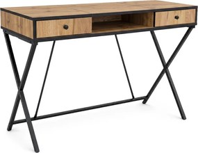 Kancelársky industriálny stôl CROSSLINE dub Craft / čierne nohy