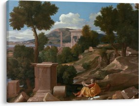 Obraz - Nicolas Poussin, Landscape with Saint John on Patmos, reprodukcia (70x50 cm)