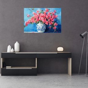 Obraz - Váza ružových kvetov (90x60 cm)