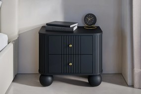 Nočné stolíky Vespera 56 cm - 2 ks - čierna / zlatá / čierne nohy