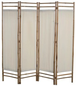 Skladací 4-panelový paraván, bambus a plátno, 160 cm 43717