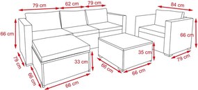 Rohová ratanová súprava Avenberg MONTE - šedá / čierna