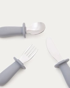 Modrý plastový/zo silikónu detský príbor 3 ks Lili – Kave Home