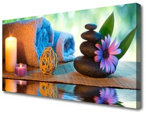 Obraz Canvas Sviečky kamene kvet 125x50 cm