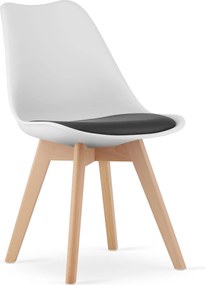 AKCIA Bielo-čierna stolička BALI MARK s bukovými nohami II. akosť
