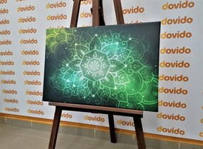 Obraz Mandala s galaktickým pozadím v odtieňoch zelenej