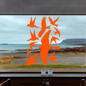 Veselá Stena Samolepka Vtáci Farba: oranžová, Veľkosť: 60 x 42 cm