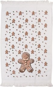 Biely froté kuchynský uterák s perníčkom Gingerbread Magic - 40*66 cm
