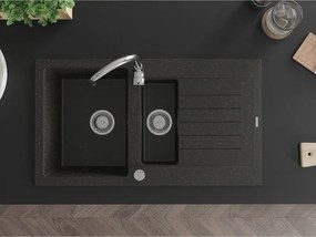 Mexen Matias - drez granitový 90,0x50,5cm, 1,5-komorový, čierna-zlatá, 6502901505-75